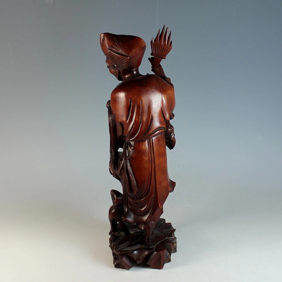 中国古董男人根雕 14 英寸木雕 — 第 3/4 张图片