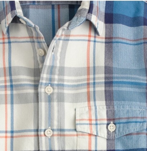 NWT J Crew FLANNEL POPOVER IN ADRIATIC SEA PLAID