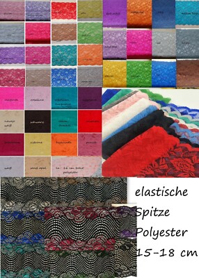 1 Meter  Spitze 15-17cm Elastische Spitze 1-2 farbig   lace trim Polyester