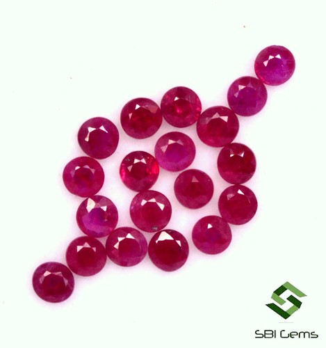 2.67 Cts Natural Ruby Round Cut 3 mm Lot 20 Pcs Reddish Shade Loose ...