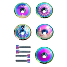 Stylish Aluminium Oil Slick Headset Stem Top Cap Perfect for MTB Bikes