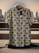 NEW NWT Men's Jack Jones Jackpot Comfort Fit Geo-Pattern Dress Shirt Size Lrg
