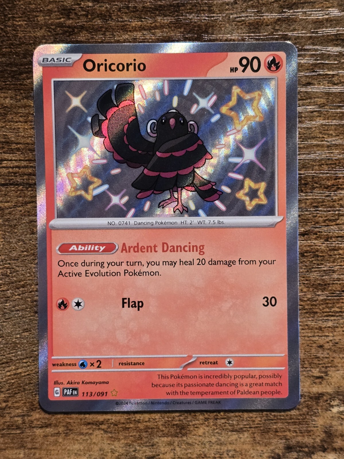 Oricorio 113/091 Paldean Fates Shiny Rare Holo Pokemon Card NM