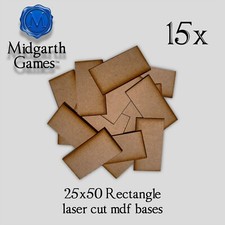 15x Rectangle 25x50mm MDF Bases Miniature Warhammer Laser Cut 40K FAST SHIPPING
