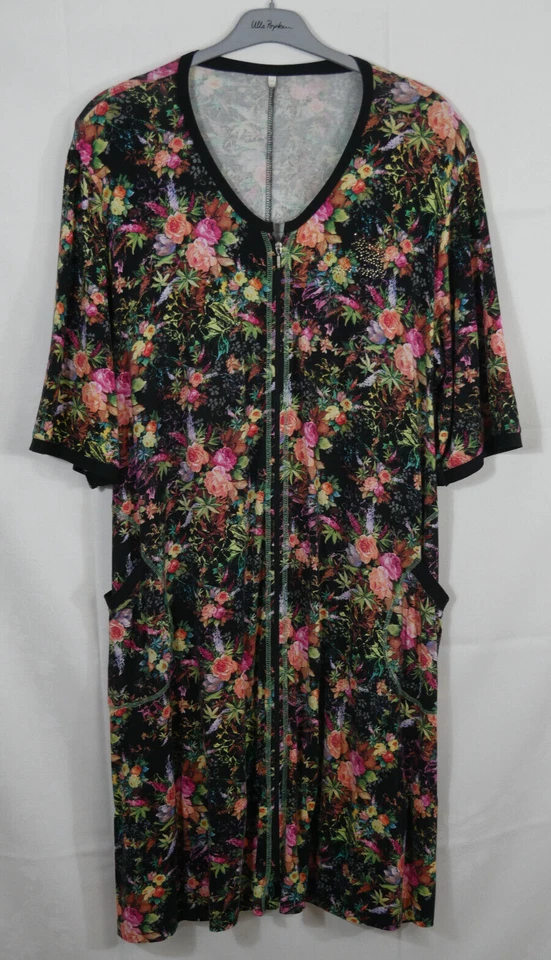 TRAUMHAFTES Stretch Kleid Bunt Blumen Reißverschluss vorne + Taschen Größe 46/48 - Bild 4 von 4