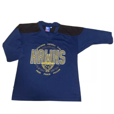 90's AFL Vintage Hawthorn Hawks Above Elbow Sleeved Brown Cotton