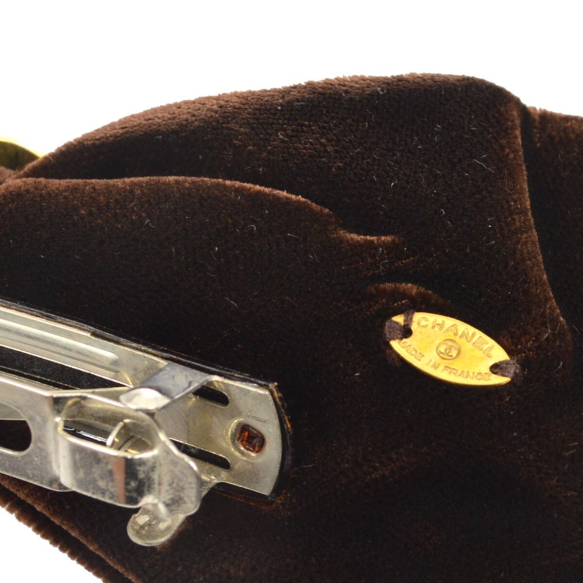Chanel Brown Velvet Bow Hair Barrette 141231 | eBay