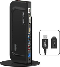, Docking Station Universale USB 3.0 Con Supporto Rimovibile, Dual Display Con P
