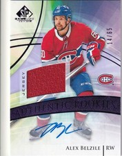 2020-21 SP Game Used Purple #182 Alex Belzile JSY AUTO 14/65 RC
