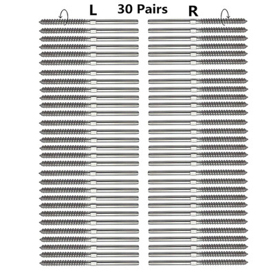 Deck Railing Swage Lag Screws Left and Right 1/8'' - T316 Stainless Steel 60 pc