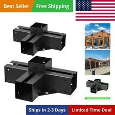 Pergola Brackets 4-Way Right Angle Corner Bracket DIY Elevated Wood Stand 2PA...