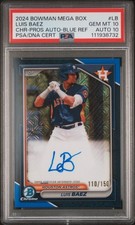 2024 Bowman Prospect Mega Autographs Chr-Pros Auto-Blue Ref #LB Luis Baez PSA 10