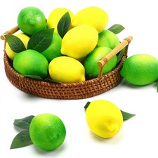 16 PCS Fake Foam Lemons 20 Leaves Artificial Faux Realistic Fruit Home Decor