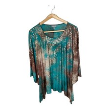 Metallic Animal Print Tunic Size 3X Handkerch...