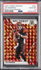 2020 PANINI MOSAIC REACTIVE ORANGE #261 JOE BURROW PSA 10