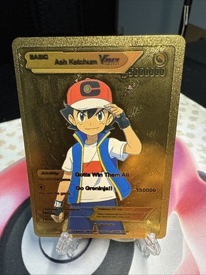 Ash Ketchum Vmax HP 5000000 Gold Foil Fan Art Card Gotta Win Them All   | eBay