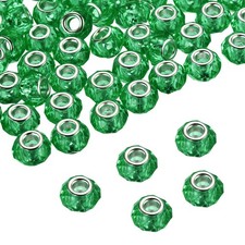 100 Pcs European Large Hole Beads 14mm Bulk Beads Acrylic, Deep Dark Green