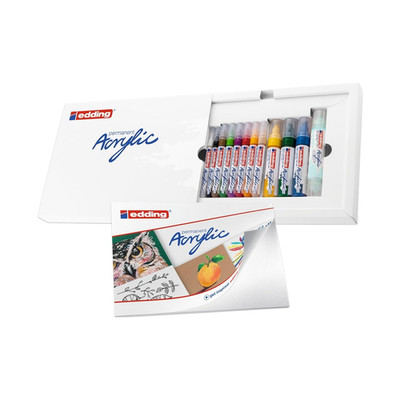 Edding Creative Set - Acrylic Pens Waterproof Fine Medium Broad Tip Incl. Art