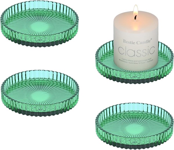 Kerzenteller Glas 9Cm Transparent Rund FüR Stumpenkerzen 4 StüCk Hochzeit-image