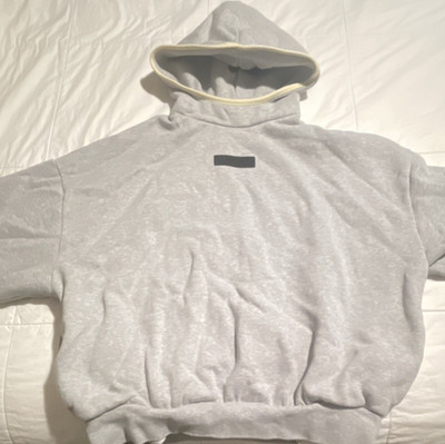 Essentials Fear of God Men's Gray Fleece Pullover Hoodie Logo Long Sleeve Sz S