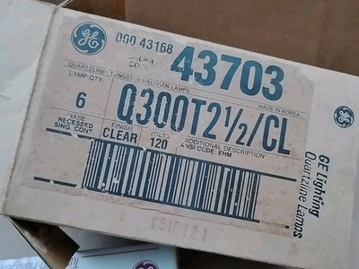 (6) GE Q300T2-1/2/CL 300w 120v EHM #43703