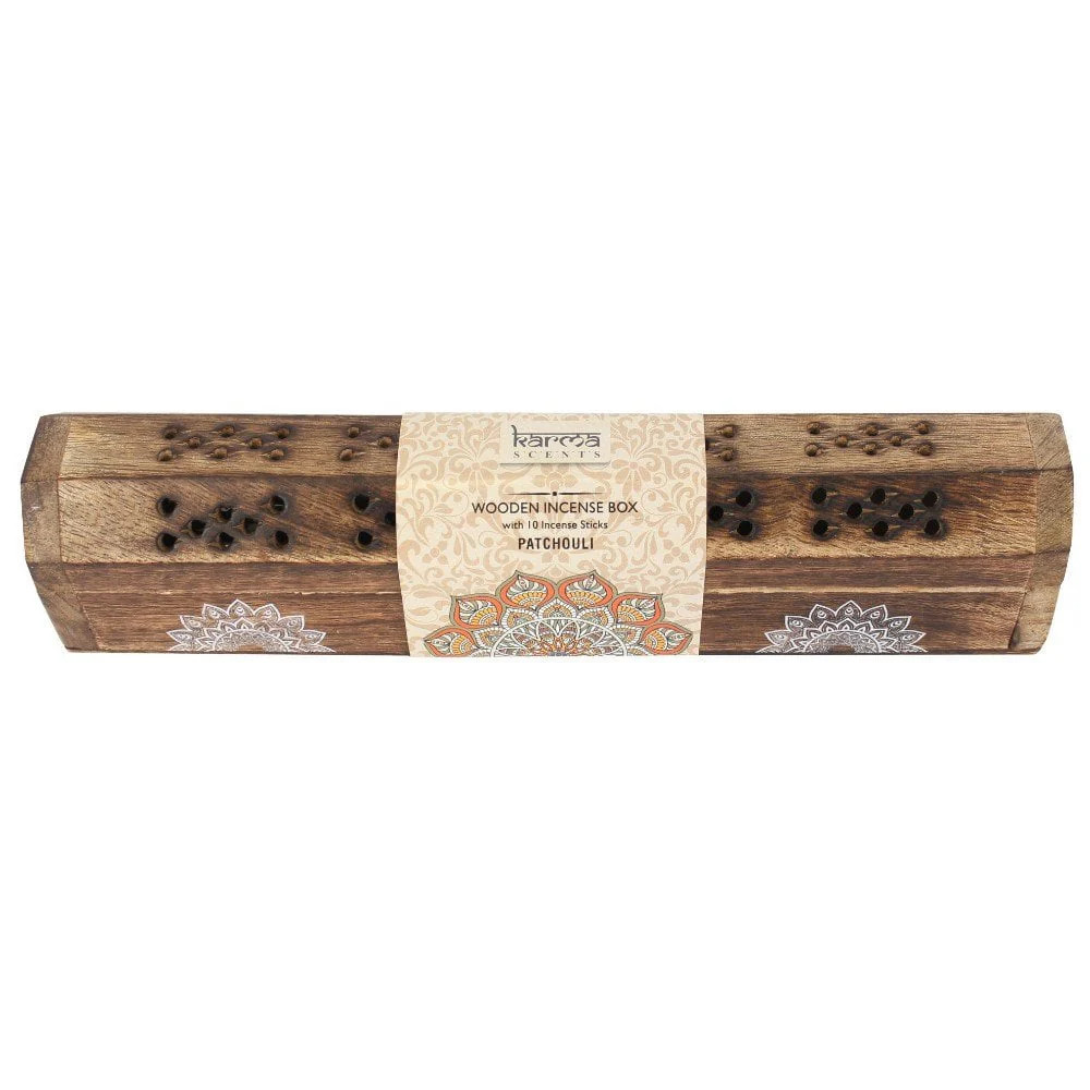 Patchouli Incense Sticks with Wooden Jali Gift Box & Holder