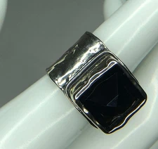7750 Silpada Smoky Quartz Hammered Wide Band Sterling Silver sz 7 Ring 13grams
