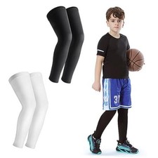 Kid Leg Sleeve 2 Pairs, Long Compression Leg Sleeve for Youth Boy Girl Medium