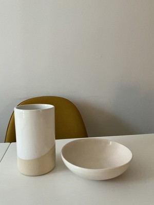 Pair Of Ceramic Pieces: 1 Handmade Bowl & 1 Vase (Appears handmade Also)