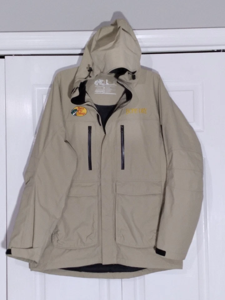 Jaqueta de pesca Bass Pro Shops BONE DRY masculina com capuz G zíper completo capa de chuva - Imagem 2 de 4