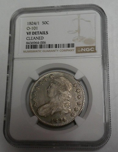1824/1 HALF DOLLAR CAPPED BUST NGC CERTIFIED VF DETAILS FS 0-101 ERROR COIN 50C