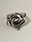 Vintage  Sterling Silver  Oxidized Entwined Snake  Ring Size W