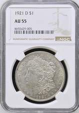 1921 D Morgan Silver Dollar $1 NGC AU55 MOR32 CLEAN SHINING COIN