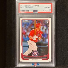 PSA10 2012 Bowman Draft Bryce Harper #10 Rookie Card RC. rookie card picture