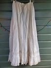 Vintage antiker langer elfenbeinfarbener Baumwoll-Unterrock mit Bindeband Taille Slip S