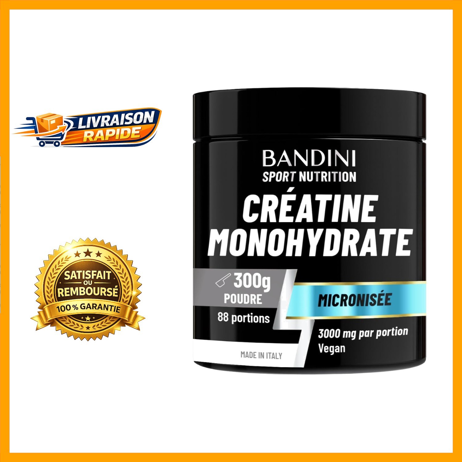 Créatine Monohydrate de Haute Pureté : Bandini 88 Portions
