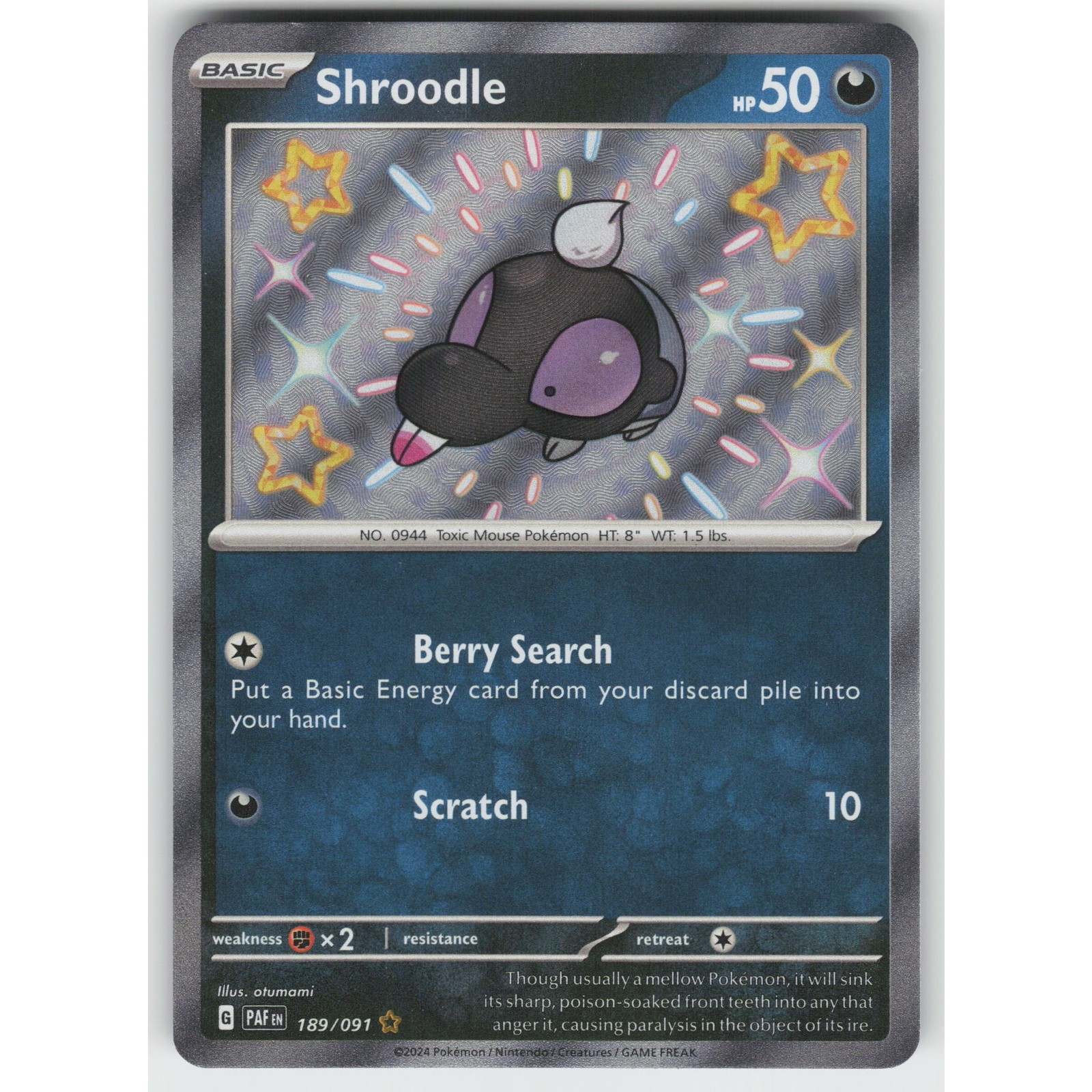Shroodle Holo Paldean Fates 189/91 SR LP Pokemon