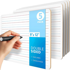 5 Pack 9X12 Mini Lined Dry Erase White Board Double Sided for Students Kids