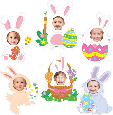36 Pcs Easter Bunny Cutouts Egg Cutouts with Photo Space for Bulletin Board Deco