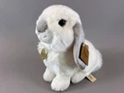 Miyoni Lop Eared Sitting White Rabbit Plush w/ Grey Ears New w/ Tags Super Soft