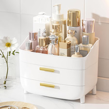 3-Tier Skincare Makeup Organizer with Drawers, White