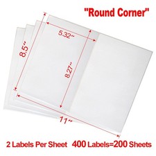 400 Half Sheet Self Adhesive Shipping Labels 8.5 x 5.5 Round corner 2 Per Sheet