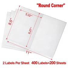400 Half Sheet Self Adhesive Shipping Labels 8.5 x 5.5 Round corner 2 Per Sheet