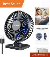USB Desk Fan, Small But Powerful, Personal Portable Quiet 3 Speeds, Adjustabl...