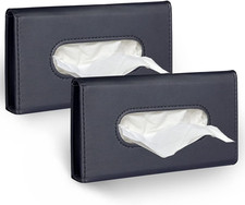 Car Tissue Holder, 2 Pack Sun Visor Napkin Holder, Premium PU Leather, Car Mask