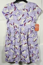 Wonder Nation Unicorn Dress Girls Size Large 10-12 With Pockets Purple NEW