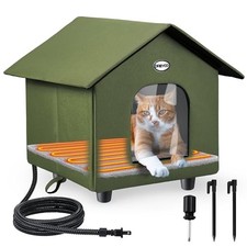 Pack Heated Cat House Weatherproof, Winter Outdoor Tent with Heated 1 Green