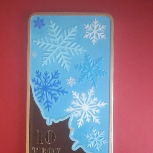 Silver Bar 10 oz Snowflake Maple Leaf Design Bullion Collectible