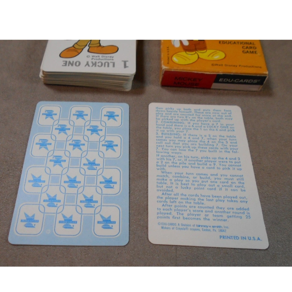 Juego de Cartas Números Mickey Mouse 1972 Vintage EDU-Cartas Completo Foto 2 de 4