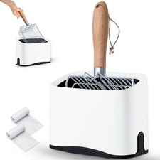 Metal Cat Litter Scoop with Holder, Poop Scooper with Stand 2 Rolls of Garbag...